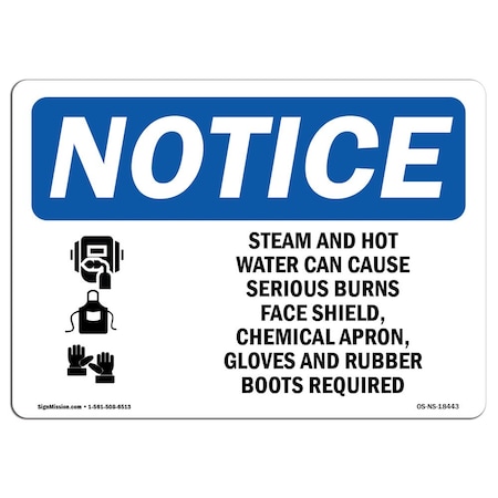 Signmission OSHA Sign, Steam And Hot Water Can Cause With, 14in X 10in Rigid Plastic, 14" W, 10" H, Landscape OS-NS-P-1014-L-18443